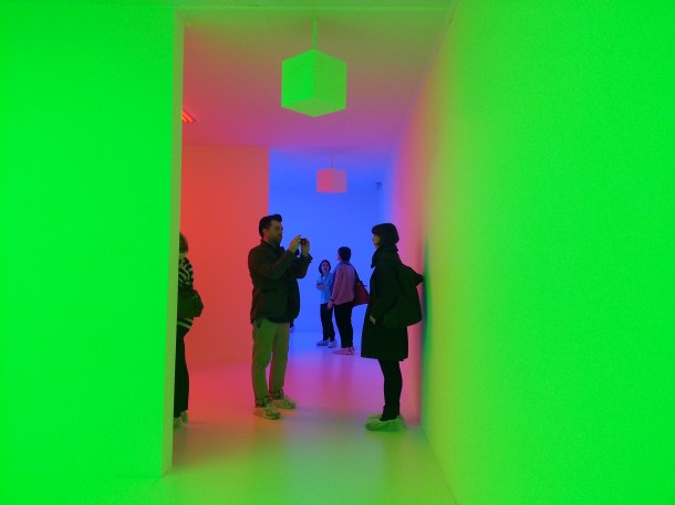 You can take pictures inside Chromosaturation by Carlos Cruz-Diez, so everyone was walking around taking pictures for instagram and Facebook. (I was no exception!)