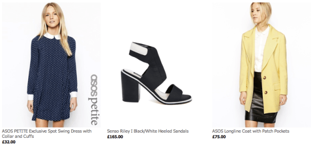 screenshot of asos models