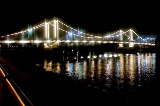 National Burger Day 2014 - Chelsea Bridge at night all lit up