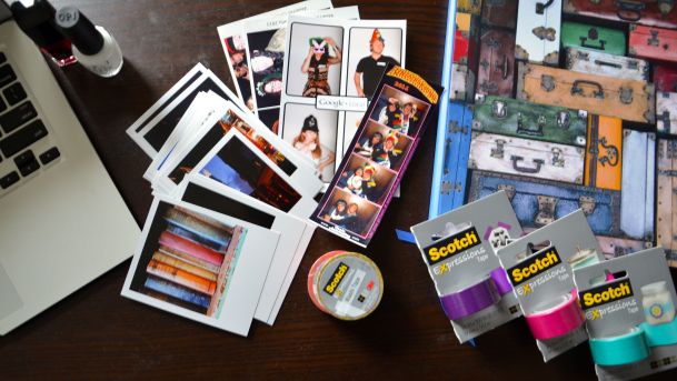 diy scrapbook with scotch 3m washi tape polagram prints and paperchase craft book 04