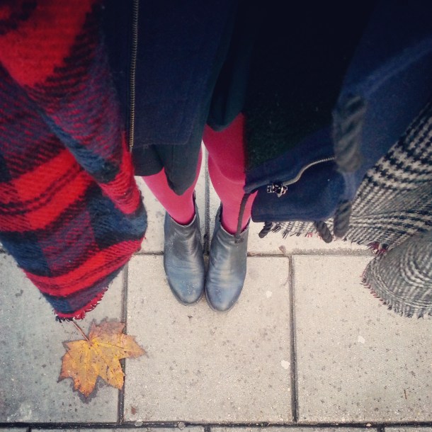 from where i stand in a zara coat and scarf bundled up warm for autumn