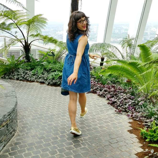 What I Wore Today - vintage denim sun dress with gold superga 2750s My Little Box x Antik Batik bag and Designosaur necklace 1