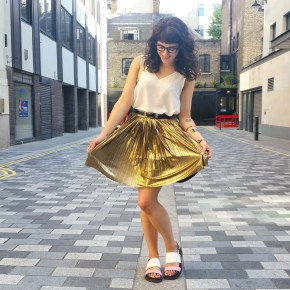 What I Wore: White V Neck & Gold&nbsp;Skirt