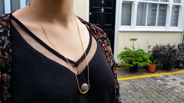 Call Me Katie - What I Wore - Ichi Marble Pendant Necklace, ASOS V neck vest top, All Saints high waist skinny jeans and cowgirl boots - 14