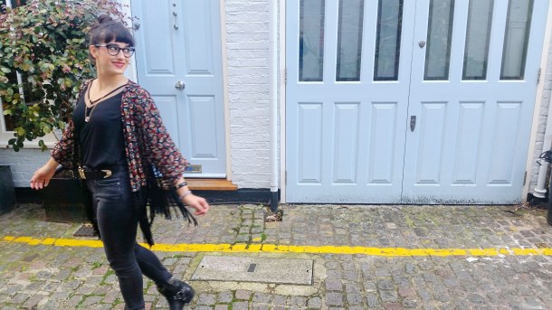 Call Me Katie - What I Wore - Ichi Marble Pendant Necklace, ASOS V neck vest top, All Saints high waist skinny jeans and cowgirl boots - 8