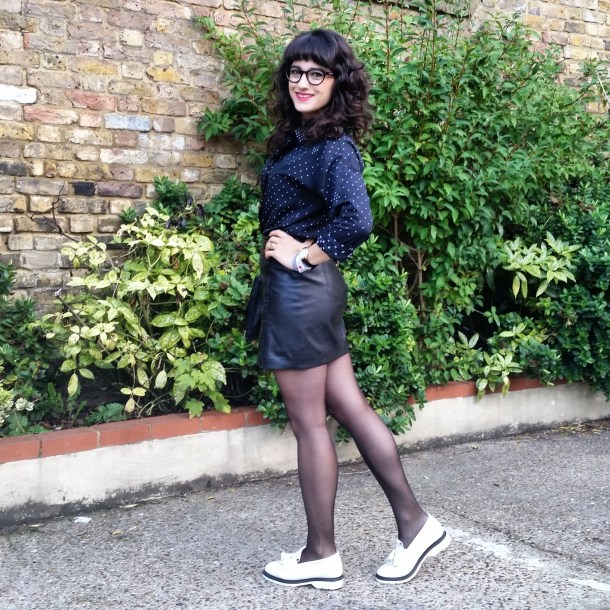 Call Me Katie - What I Wore - Monochrome Office Look AW15 featuring Gestuz shirt, Urbancode skirt and YMC white loafers - 4