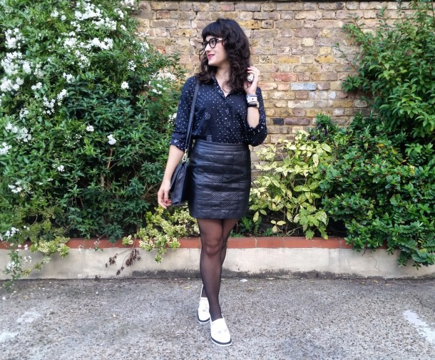 Call Me Katie - What I Wore - Monochrome Office Look AW15 featuring Gestuz shirt, Urbancode skirt and YMC white loafers - 5