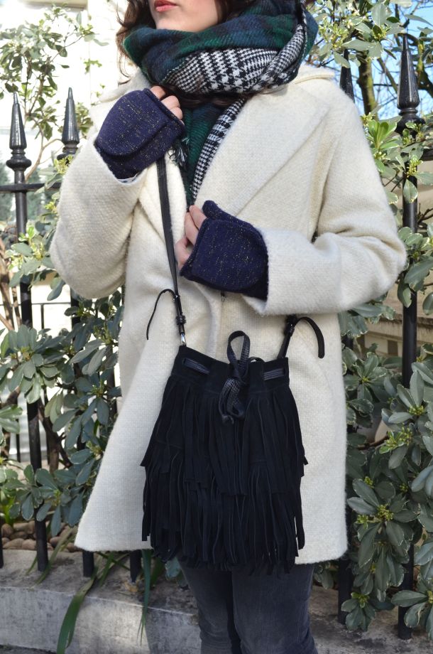 Call Me Katie - White winter coat, black skinny jeans, Dr Martens loafers, black sweater, Maison Scotch button down shirt, bracelets by Whistle and Bango and a Casio watch via ASOS for a weekend or casual office look - 09