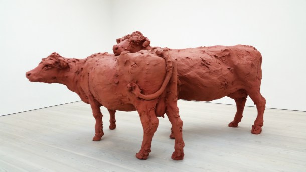 Call Me Katie - Champagne Life at Saatchi Gallery in London, January to March 2016, artwork is Two Cows by Stephanie Quayle