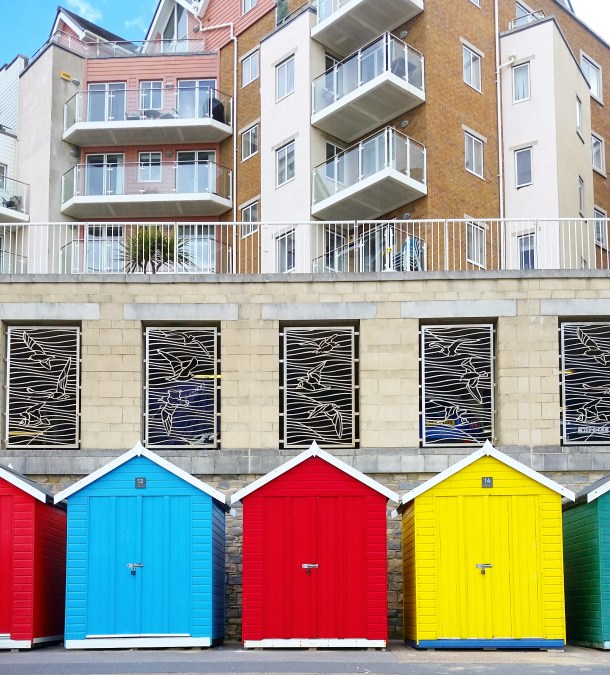 Call Me Katie - Bournemouth - Blue Red Yellow Beach Huts