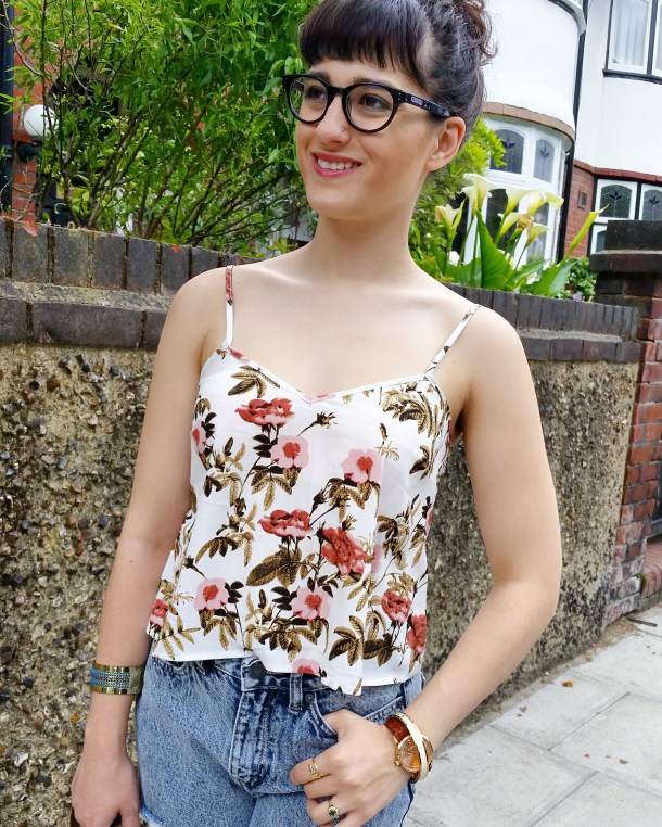 Call Me Katie - Lost Ink cropped floral cami with ripped mom jeans by Noisy May and gold Superga sneakers via ASOS for a spring look to wear to Sunday lunch weekend style 5