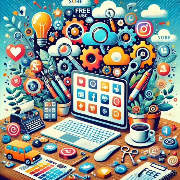 Image created in Copilot. Image description: It features icons and symbols representing social media platforms and generative AI tools, interconnected with lines and digital elements. The background includes abstract shapes and patterns, emphasising the seamless integration and commonalities between these technologies.